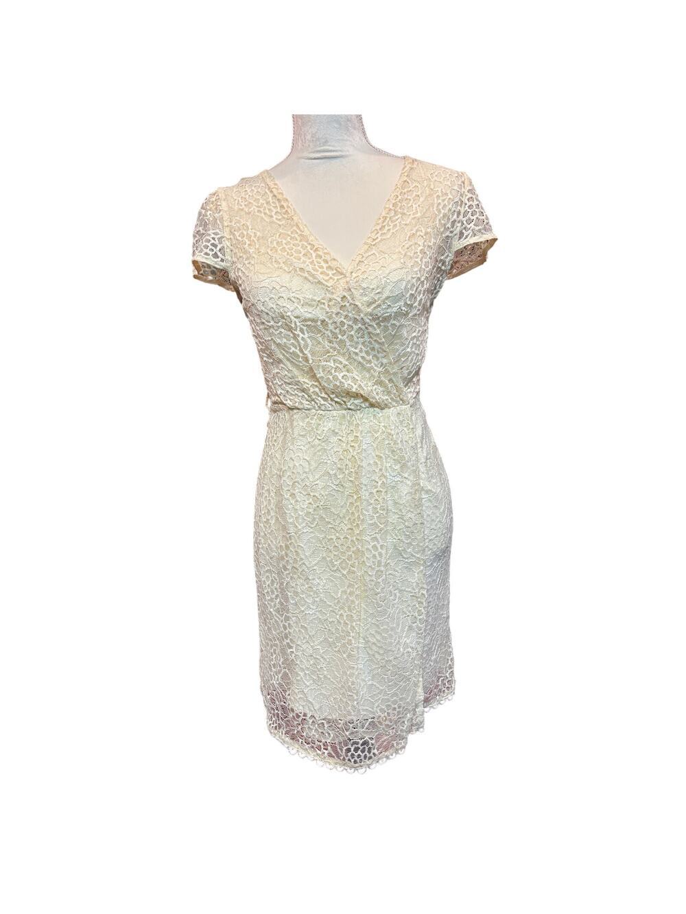 Milly of New York Ivory Lace Flutter Sleeve Midi Dress Size 6